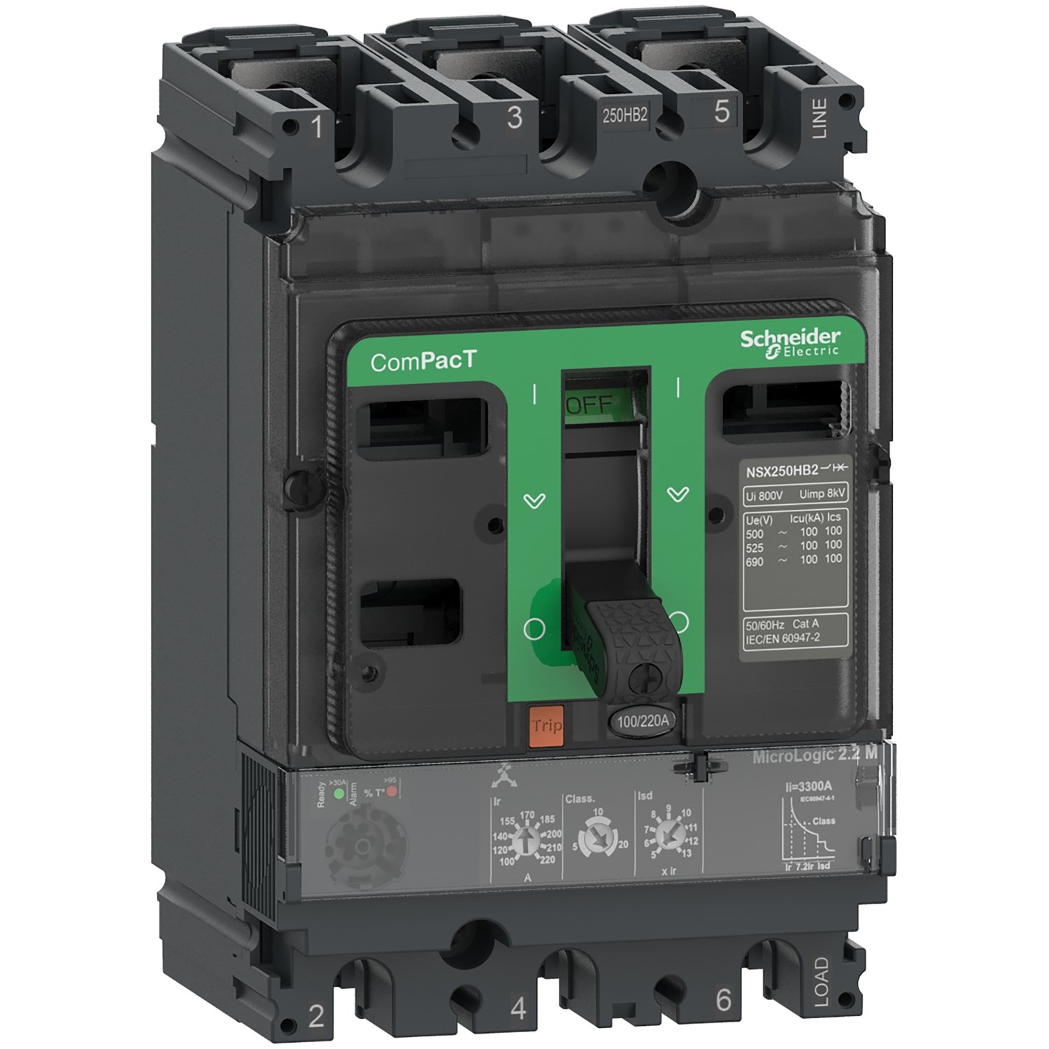 C10H32M100 C10H32M100 -100A 2.2M NSX100H 70KA 3P3D COMPACT ŞALTER - Görsel 1