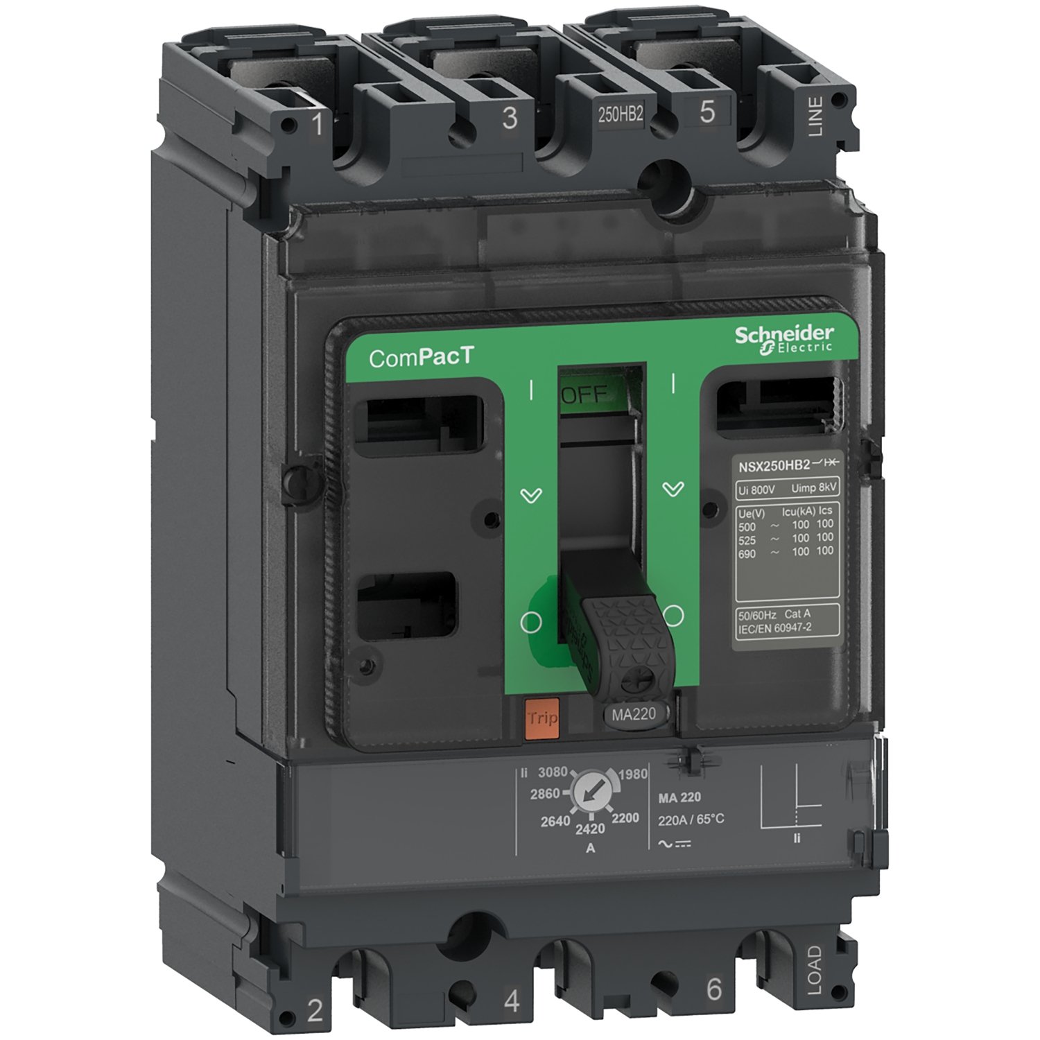 C10H3MA050 C10H3MA050 - 50A MA NSX100H 70KA 3P3D COMPACT ŞALTER - Görsel 1
